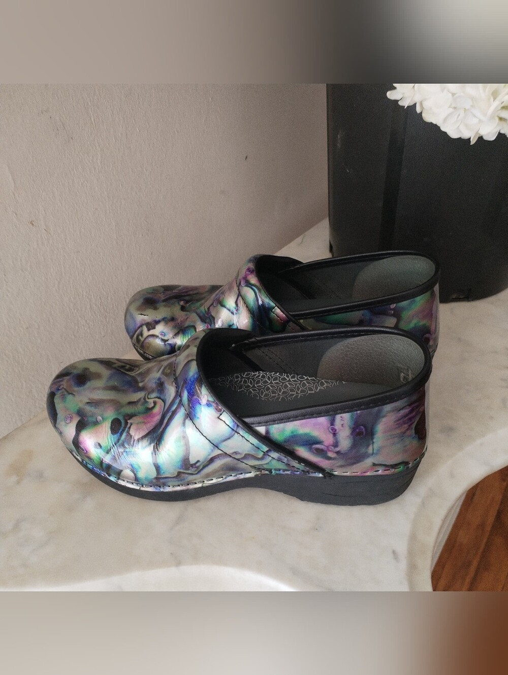 Dansko Women's Holographic Iridescent Slip-On Clogs in Multi-Color - Picture 2 of 6
